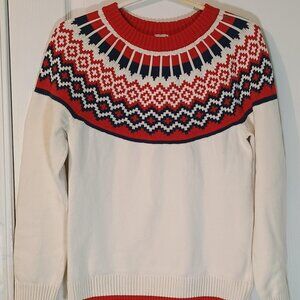 Hanna Andersson/Sweater/XS/Cream Red Navy Fair Isle Holiday